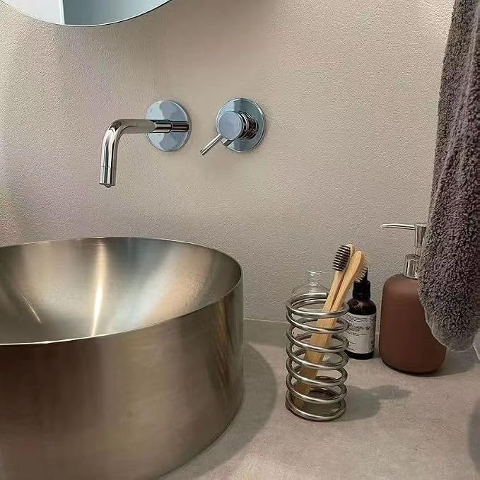 Toothbrush Holders Spring Shape Stainless Steel Pen Holder Bathroom Tabletop Makeup Brush Organizer Toothbrush Stand