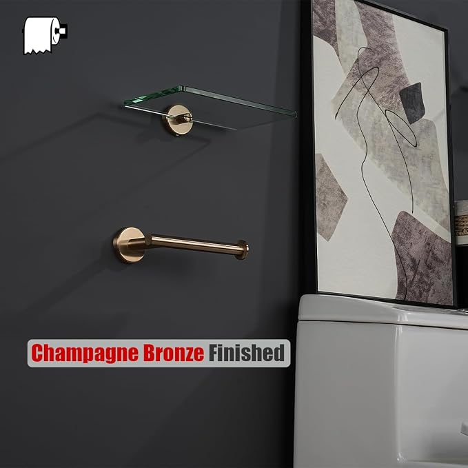 JQK Champagne Bronze Toilet Paper Holder, 5 Inch Tissue Paper Dispenser for Bathroom, 304 Stainless Steel Thick 0.8mm Wall Mount, TPH120-CB