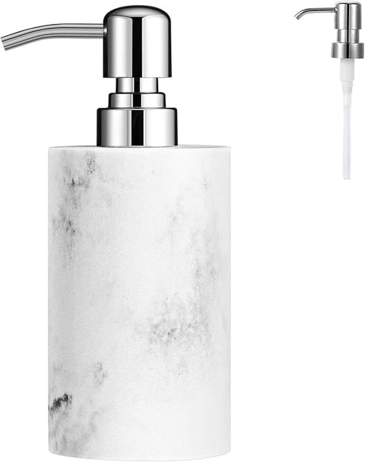 Luxspire Soap Dispenser, Cylinder-Shaped Soap Bottles, Gravel White, 1pack | 320ml Premium resin, modern cylindrical design easy clean pump, multi-purpose liquid storage