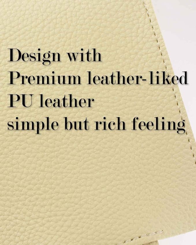 Extra Large Rectangle Tissue Box Cover – Plus Size Tissue Box Holder with Bottom Belt [JESMINI, Beige] Faux Leather Long Rectangular Tissue Holder for Bathroom/Home/Car/Office Decor