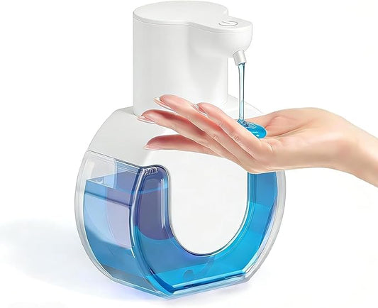 Automatic Liquid Soap Dispenser Touchless,15oz/420ml USB Rechargeable Hand Soap Dispenser, 4-Level Adjustable, Wall Mounted/Countertop Soap Dispenser for Bathroom Kitchen Sink Dish Soap (White)