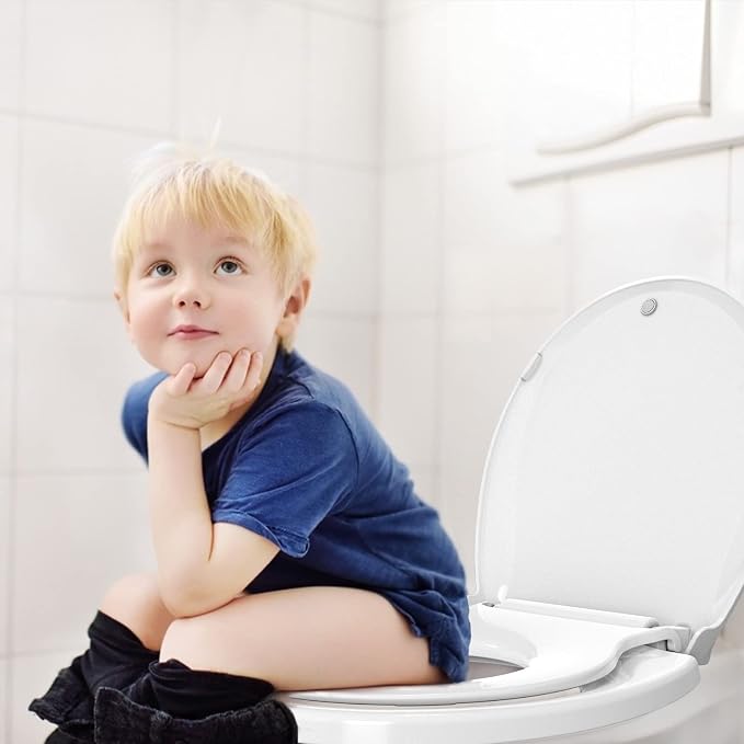 Toilet Seat, Round Toilet Seat with Toddler Seat Built in, Potty Training Toilet Seat Round Fits Both Adult and Child, with Slow Close and Magnets- Round 2 Packs