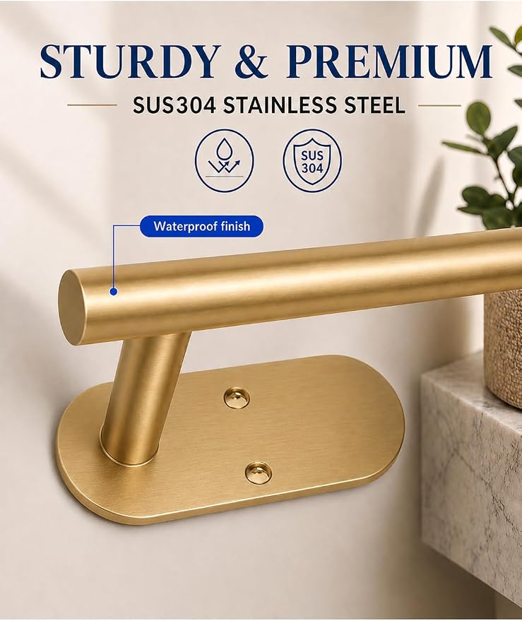 2Pcs Gold Toilet Paper Holder Wall Mount for Bathroom, Heavy-Duty Screw-in Rv Toilet Roll Holder, SUS304 Rustproof Stainless Steel Rust Proof, Suitable for Kitchen Washroom Thicken Morden Matte Black