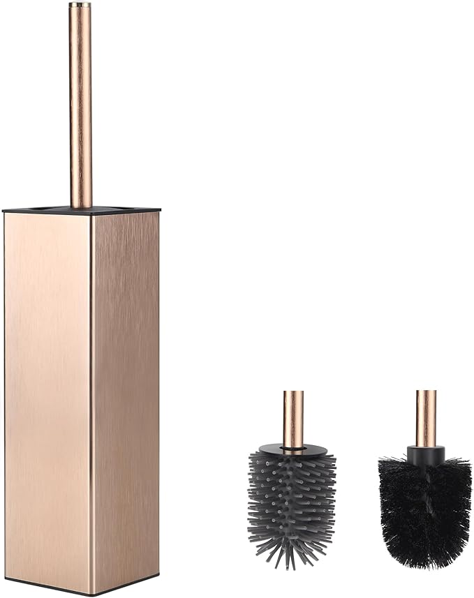 Toilet Brush and Holder Set Rose Gold Freestanding for Bathroom