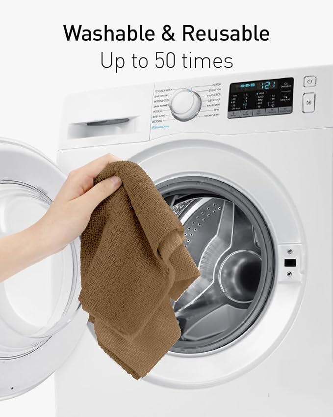 Fantasticlean Microfiber Cleaning Cloth Roll- 75 Sheets, 12" x 12" (TAN) | Super Absorbent, Lint-free, Tear-away Microfiber Towel Roll, for All-Purpose Cleaning