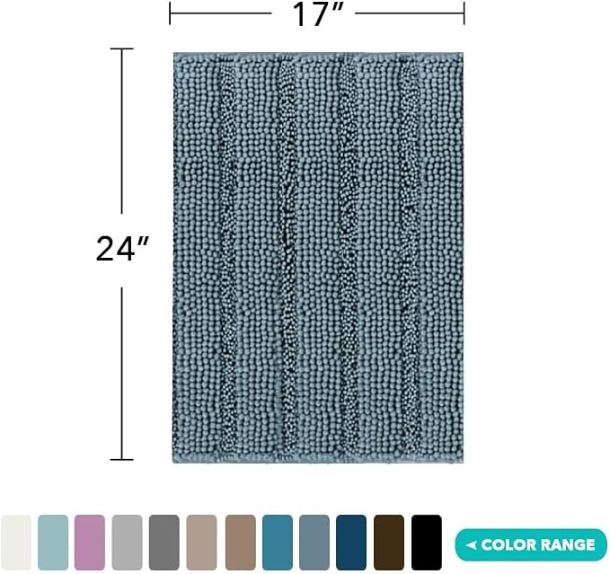Turquoize Bathroom Rugs and Mats 1-Piece Bath Mat Set Non Slip Bath Mats for Tub Extra Soft and Absorbent Blue Shaggy Rugs for Bedroom Machine Washable Bath Mats, 17"x 24", Stone Blue