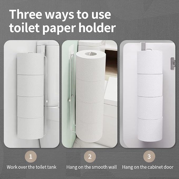 Conworld Toilet Paper Storage for 4 Roll Tissue, Over The Tank Toilet Paper Holder, Stainless Steel Rustproof Toilet Paper Holder Wall Mount, for Rv, Bathroom Storage and Organization, Silver, 1 Pack