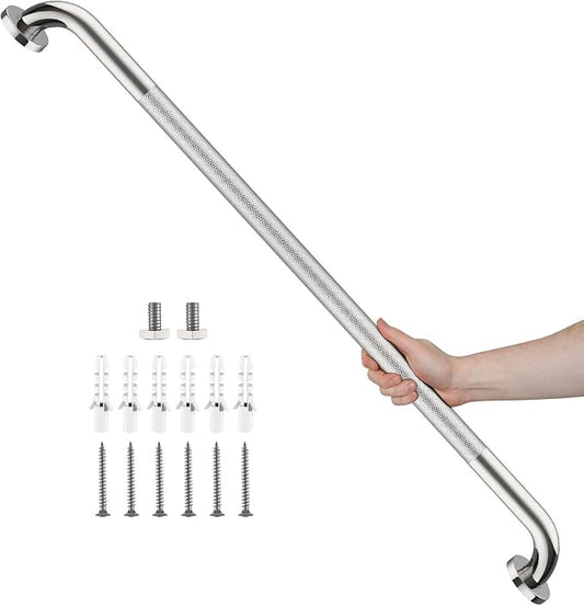 Chrome Grab Bar 40 Inch, Grab Bar for Bathtub and Shower | Anti-Slip Knurled Grip, Stainless Steel, Bathroom Assist Handle Handrail, Handicap Support Bars for Toilet, 1.25" Diameter