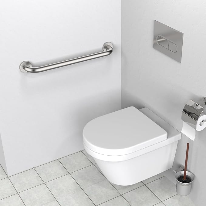 ZUEXT 24 Inch Brushed Nickel Stainless Steel Bathroom Shower Grab Bar | Safety Handrail for Shower Toilet Bathtub, Wall-Mounted, Handicap Grab Rail for Seniors Elderly Disabled, 1.25" Diameter