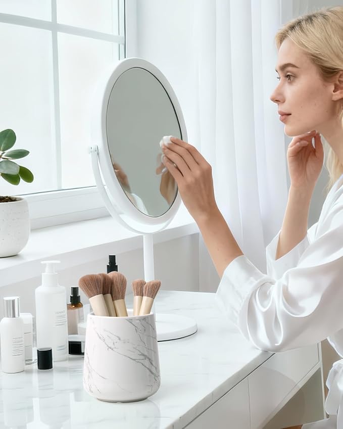 BosilunLife Bathroom Toothbrush Holder - Ceramic Toothbrush Cup Holder 13Oz Marble Toothbrush Holder for Bathroom Toothbrush and Toothpaste Holder for Bathroom Vanity Countertop, Ideal for Home, Hotel
