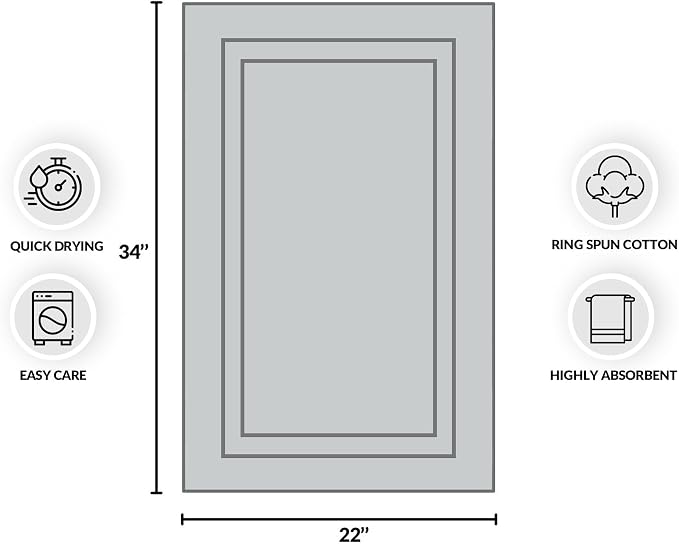 Premium Bulk Bath Mat Floor Towel Set - 24 Pack | 22x34 Inches | White [ Not a Bathroom Rug] - Hotel Quality Reversible Bathroom Mat - Easy to Clean and Ring Spun Cotton (22 x 34, White - 24 Pcs)