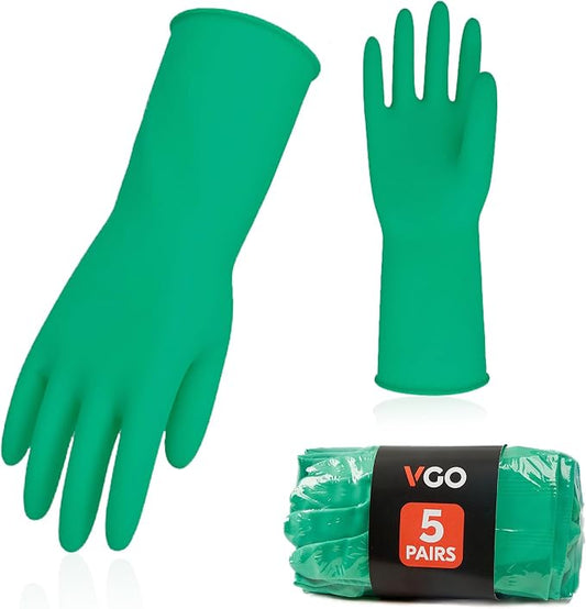 Vgo... Latex Reusable Household Gloves,Cleaning Gloves,Long Cuff (HH4601,S) | green,extra Thickness,kitchen,dishwashing,household,painting,gardening,pet care,car washing,bathroom,hair dyeing,laundry