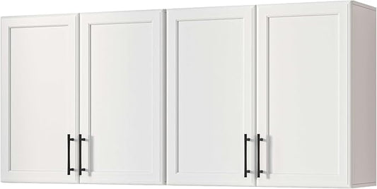 Furnaza 48" W Wall Cabinets for Laundry Room with Adjustable Shelf | White Upper Kitchen Wall Mounted Cabinets With Two Shaker Doors for Bathroom,Garage,12"D x 22"H,Floating Hanging Storage