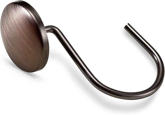 CHICTIE Bronze Shower Curtain Hooks Rings,Oil Rubbed Metal Rust Resistant Decorative Shower Curtain Hooks,Set of 12 Farmhouse Style Shower Rings Hangers for Bathroom
