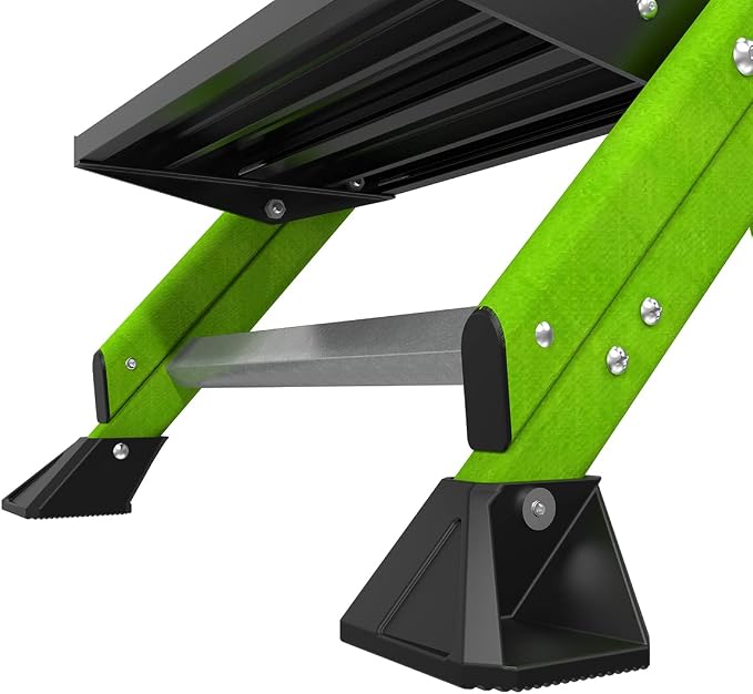 Little Giant Jumbo Step 3-Step Foldable 3 ft Fiberglass Stool, 11933 | Foldable Non-Conductive Fiberglass Step Stool, Extra-Wide Stair-Like Treads, Rotating Handrail, 375 lbs. Weight Capacity