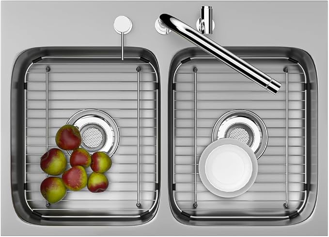 Sink Protectors for Kitchen Sink, Single Bowl Sink Bottom Grid 11.5" x 13.8" x 1.25", Stainless Steel Grid Insert Sink Grate Drying Rack Centered Drain, 1 Pcs