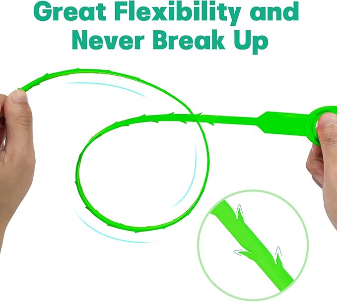 Drain Snake Hair Drain Clog Remover - 3 Pack Shower Sink Unclogger Tool | Green Flexible Drain Snake Removes Hair Clogs from Sink, Shower, and Bathtub Drains to Restore Water Flow