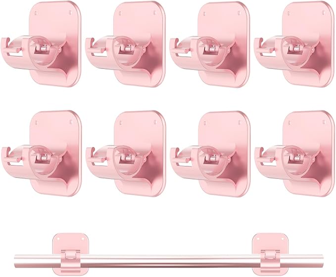 No Drill Curtain Rod Brackets-20LB, 8 Pack Self Adhesive Curtain Rod Holder | Peel and Stick Wall Hooks, Renter Friendly Upgrades for Apartment, Kitchen, Bathroom, Dorm, and RV, Housewarming Gifts