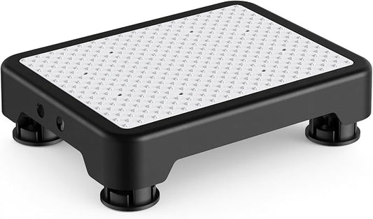 SOYO Mobility One Step Stool Platform for Adults & Elderly, Black-White | Adjustable Small Step Riser for Seniors, Indoor Outdoor Non-Slip Standing Support Portable Low Step for Car, Bed, Bathroom