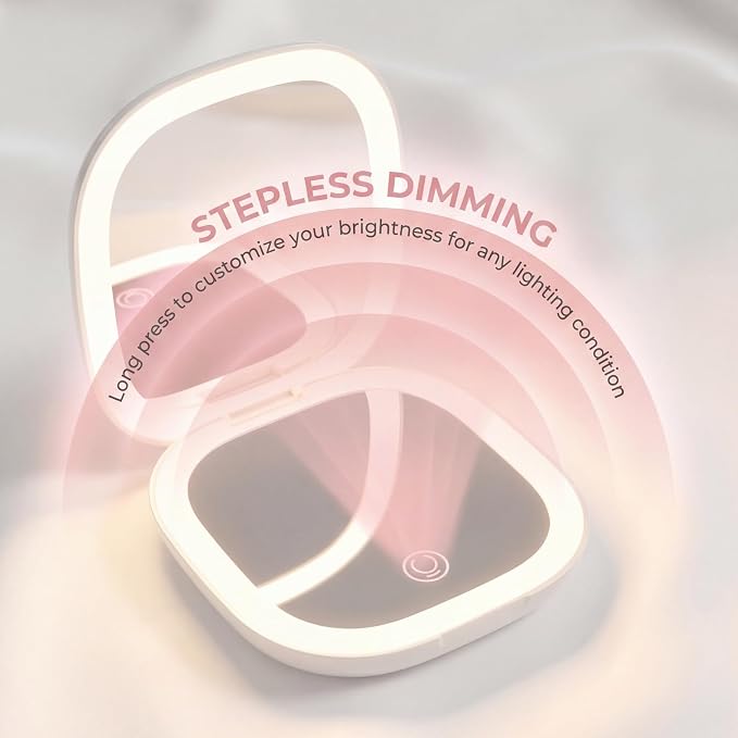 Compact Mirror, 5X Magnifying Mirror with 3Lighting Modes and Adjustable Brightness,Portable Makeup Mirror with Type-C Rechargeable | 3.6-Inch Pocket Mirror Fits in A Handbag Gift for Girls