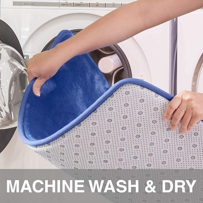 Memory Foam Bath Mat Non Slip Absorbent Super Cozy Velvet Bathroom Rug Carpet (24 inches X 48 inches, Royal Blue)