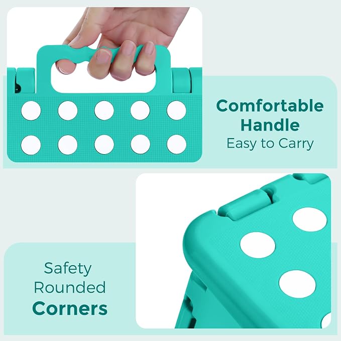 ACKO Folding Step Stool 13 Inch, Heavy Duty for Adults and Kids, Teal | Collapsible Foldable Stools, Non-Slip Surface Foot Stepping stool for Kitchen Bathroom Outdoor, Holds 300 lb, Built-in Handle