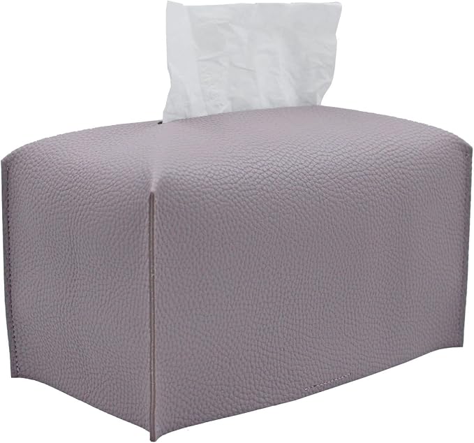 Livelab Tissue Box Cover, Rectangular Modern Decorative PU Leather Tissue Box Case Organizer Holder for Vanity Countertop, Night Stands, Livingroom, Office Desk & Car 9.5X5X5'' | Light Purple