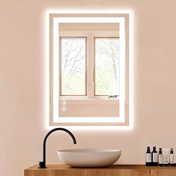 NEWBULIG Bathroom Mirror, Wall Mirror with Aluminum Alloy Thin Frame, Bathroom Mirrors for Over Sink, Bedroom, Living Room, Entryway