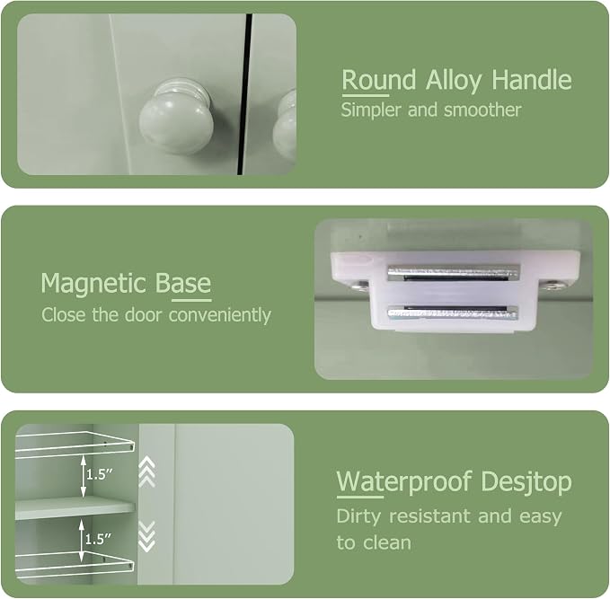 TaoHFE Green Medicine Cabinet,Bathroom Wall Cabinet with 2 Door | Adjustable Shelves,Over The Toilet Storage Cabinet,Green Bath room Cabinet Wall Mounted,Medicine Cabinets for Laundry Kitchen