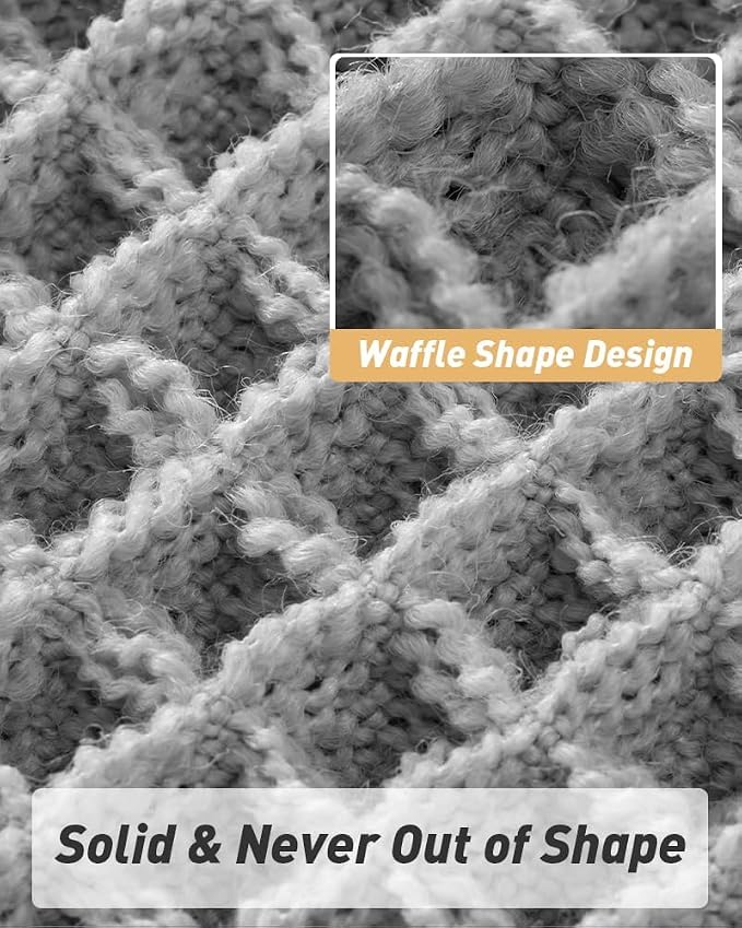 Upgraded Waffle Runner Rug, Super Absorbent Non Slip Bath Mats for Bathroom Floor, Washable Bathroom Runner Rug with Tassels, Ideal for Hallway Bedroom Laundry Room, Light Grey, 2'x 4'(24" x 48")