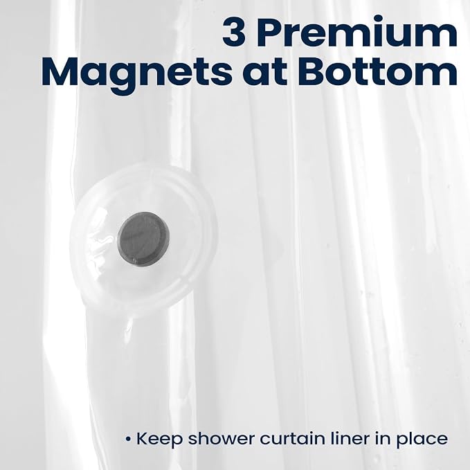 downluxe Shower Curtain Liner, PEVA Plastic Shower Liner with 3 Magnets, 72" x 72" Waterproof Bathroom Curtain, Heavy Clear, 1 Pack