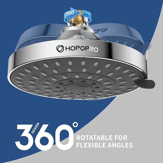 High Pressure Shower Head, HOPOPRO 5-Mode Fixed Showerhead, NBC Recommended | The Washington Post, NBC News, Today TV Show Recommended, Consumer Reports Tested High Flow Fixed Shower Head (6 Inch Chrome)