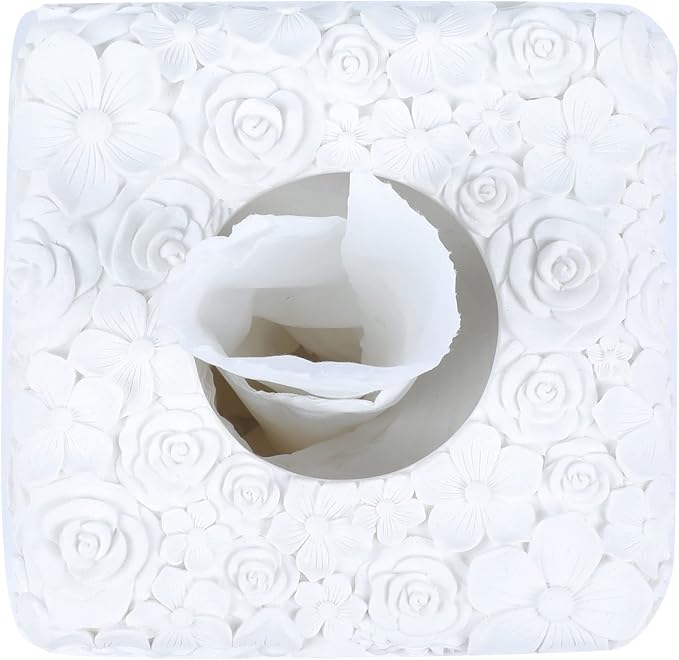 Hymmah Modern Square Tissue Box Cover Holder,Bathroom Accessories Decor Unique Design Tissue Box Cover for Bathroom Vanity Counter Tops Also Great for Bedrooms and Living Rooms