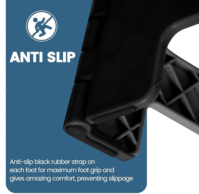9 Inch Folding Step Stool 300 LB Capacity Non Slip Foot Stool with Handle Plastic Foldable Step Stools for Kids Stepping Stool for Bathroom Black Small Step Stool (1 PC Black) | Heavy Duty Foldable Stools, Lightweight, Holds 300 lb, for Toddler Kitchen...