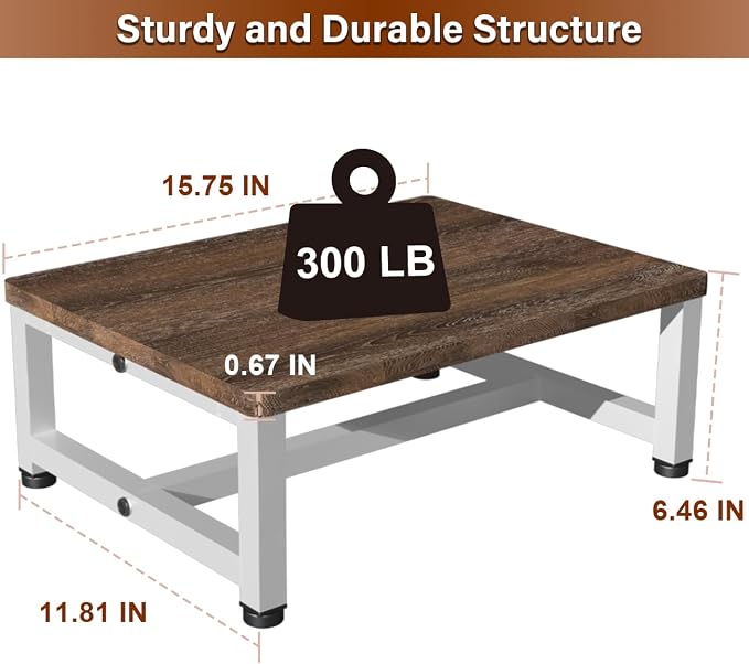 Wooden Step Stool for Toddlers Kids and Adults, Heavy Duty Stepping Stools with 300 LB Load Capacity, Foot Step Stool for Bed, Bedroom, Living Room, Bathroom, Kitchen - Rustic Brown & White