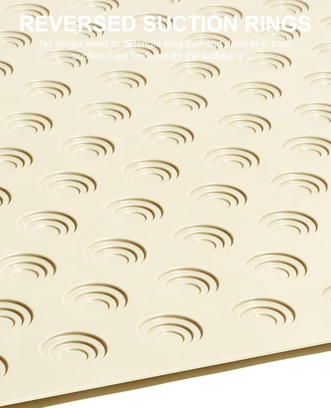 OTHWAY Bathtub Mat Non Slip, 39X16 inch Bath Mat for Tub, Machine Washable Bath Tub Mats with Reverse Suction Cups, Comfortable Rubber Bathtub Mat for Bathroom (Beige)