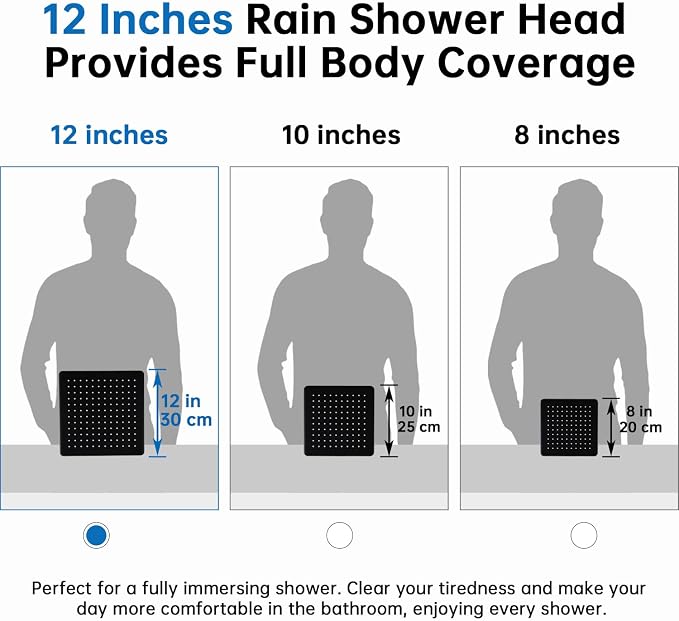 G-Promise 12 Inch All Metal Rain Shower Head with Handheld (Matte Black) | Full Body Coverage, Pause Mode Diverter, Power Wash Mode Handheld, Suits Every Height, Easy to Install, Modern Bath Upgrade