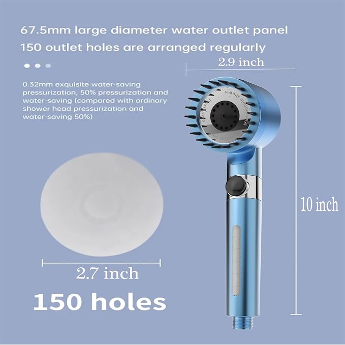 Shower Head with Handheld,Filtered Shower Heads High Pressure, High Flow Even with Low Water Pressure-Hand Held Showerhead Set, Filtered Showerhead with 59″Replacement Hose/Bracket/Cotton Filters