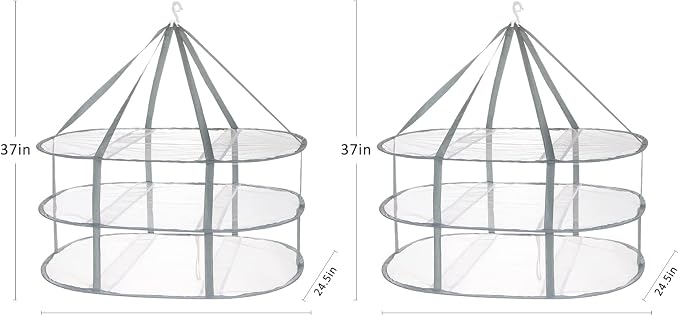 2 Pack 3-Tier Folding Mesh Clothes Hanging Dryer, Sweater Drying Rack, Large Laundry Drying Rack, Lay fold Flat Dry Hanger, Mesh Clothes Hanging Dryer - XL(3Tier)+XL(3Tier)