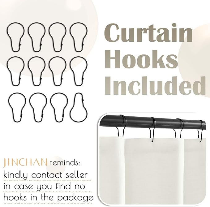 jinchan Extra Long Taupe Shower Curtain for Bathroom 70x84 inch 12 Hooks | 84 inch Shower Curtain Hooks, Bathroom Decor, Waterproof Fabric, Gradual Color, Minimalist Design, Modern Neutral, Stripe