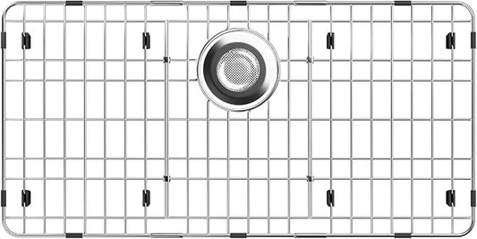 Stainless Steel Sink Protectors for Kitchen Sink, 28-7/8'' x 14-3/8'' | Rear Drain, Used in the Kitchen Sink, Anti-clogging, Anti-scratch, Easy to Clean, Rust Resistant, Include 1Pcs Sink Strainer