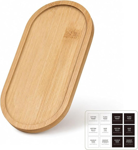 SheeChung Bathroom Counter Tray, Small Bamboo Vanity Tray - 6.9" x 3.5" | Decorative Kitchen Countertop Organizer for Soap Dispenser, Perfume, Jewelry, Catchall, Makeup, Candle, Coffee Table