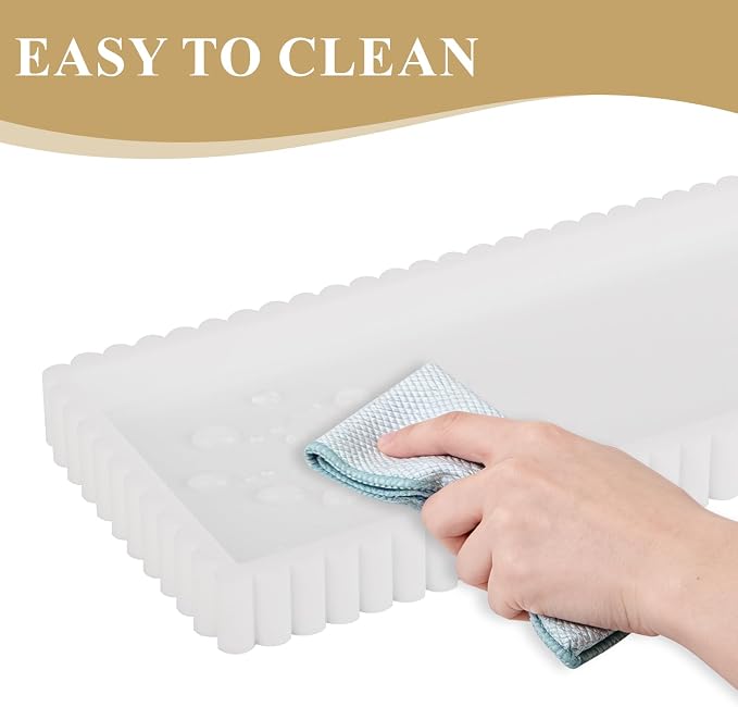 Silicone Bathroom Tray Small Vanity Tray Kitchen Counter Decor, White | Non Slip, Dishwasher Safe, for Dish Soap, Perfume, Candle, Sponge