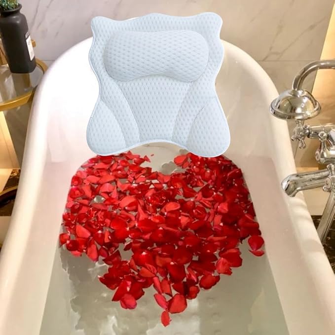 Bath Pillow,Ergonomic Bathtub Pillows for Tub Neck and Back Support,with 6 Powerful Suction Cups,Provide Shoulder and Back Support,Bath Accessory,Fits All Bathtub,Hot Tub,Home Spa