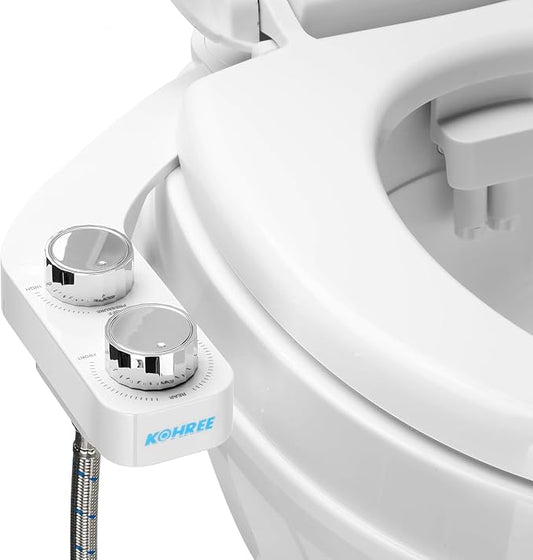 Kohree RV Bidet for Camper RV Toilet, Non Electric Bidet Attachment | for RV Toilet Seat with Water Pressure Controls, Retractable Self-Cleaning Dual Nozzles & Modes for Rear and Feminine Wash