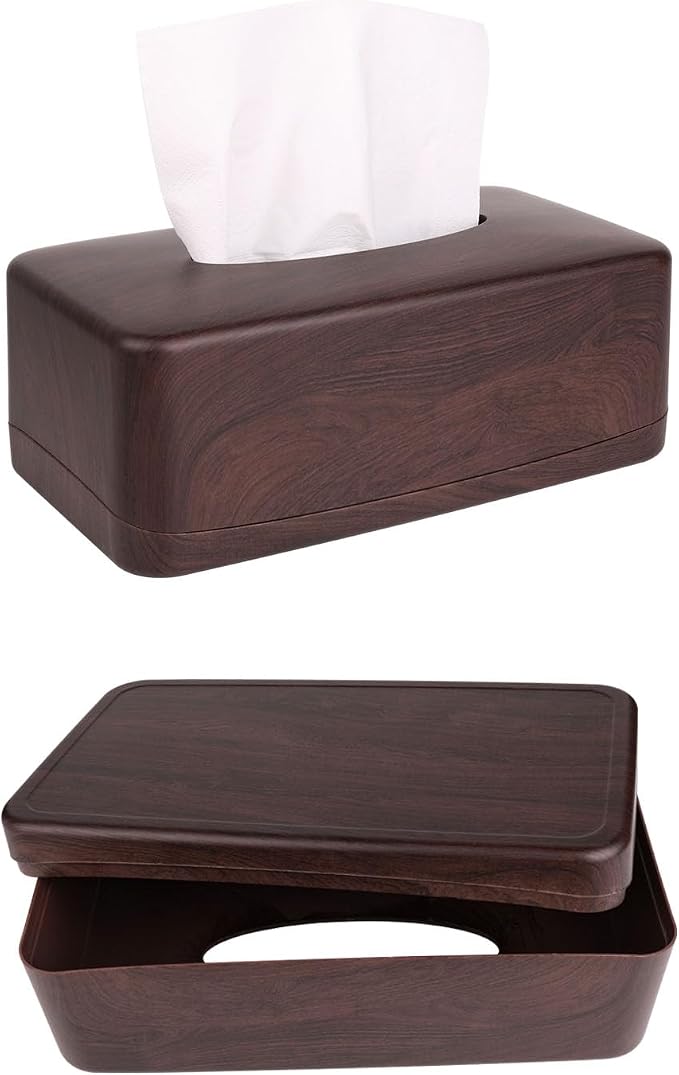 MOCHTERO Modern Tissue Box Cover,Tissue Holders,for Bathrooms,Bedroom,Dinner Table,Office,Rectangle (Peach Wood Color)