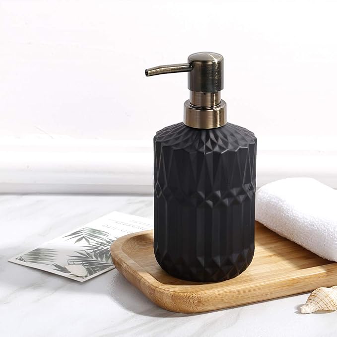 YunNasi Soap Dispenser with Pump, Refillable Liquid Hand Soap Dish Soap Dispensers for Bathroom Counter, Kitchen Sink (Black) | Liquid Hand Soap Dish Soap Dispensers for Bathroom Counter, Kitchen Sink, Black