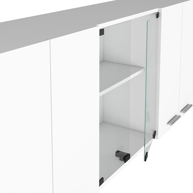FM FURNITURE Yuma 59" Wall Cabinet, with Two Close cabinets and Two Open Shelves - White. for Kitchen Room