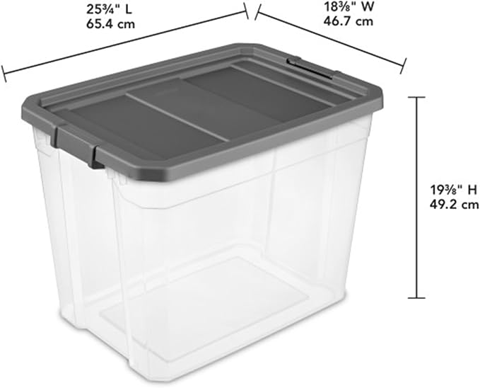 STERILITE 108 QT. Clear Stacker Storage Container Tote with Latching LID 4-Pack 4 X 1