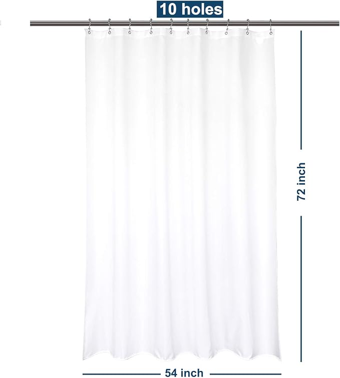 Barossa Design 54x72 Fabric Stall Shower Curtain Liner White | Soft Microfiber Cloth, Waterproof, Hotel Quality, Machine Washable, 54W x 72H for Bathroom Stall